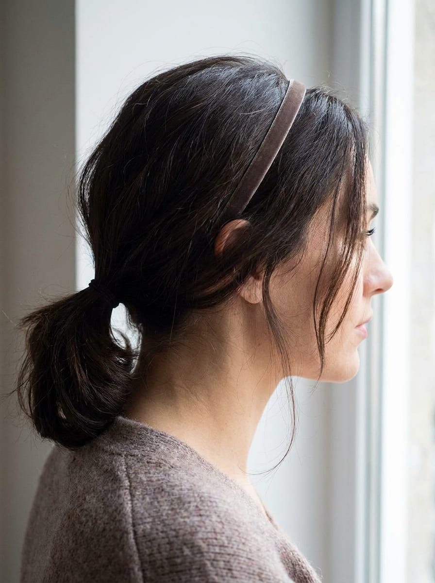 Low Ponytail mit Haarreif - Haarreif Frisur